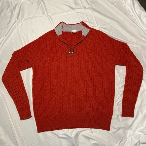 Men's orange Cable Knit Sweater, Peter Millar, Size XL - Picture 1 of 6